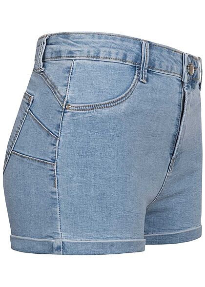 Hailys Damen High-Waist Push-Up Jeans Shorts 4-Pockets hell blau