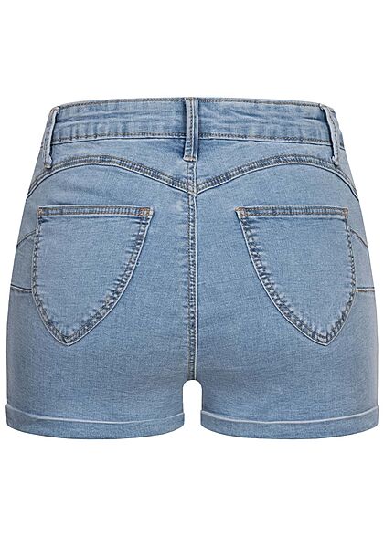 Hailys Damen High-Waist Push-Up Jeans Shorts 4-Pockets hell blau