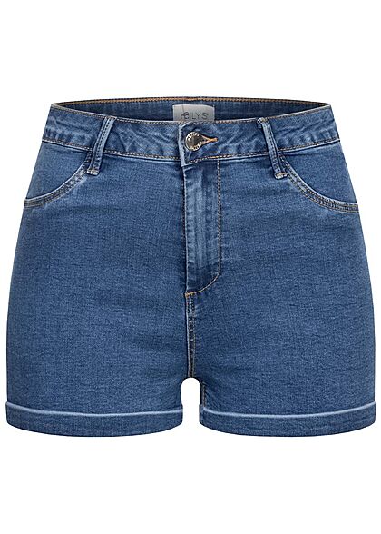 Hailys Damen High-Waist Push-Up Jeans Shorts 4-Pockets blau denim