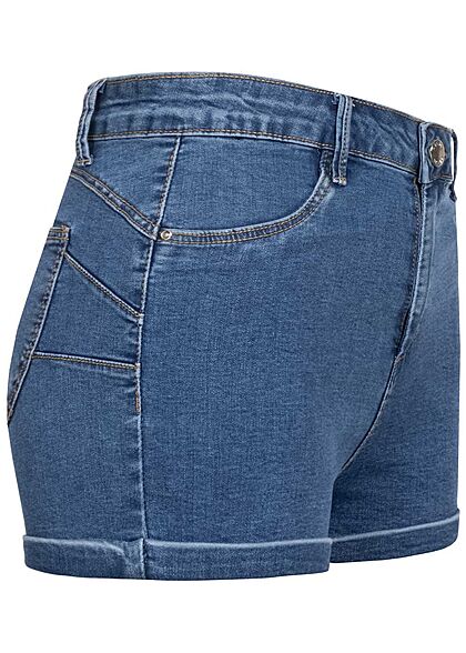 Hailys Damen High-Waist Push-Up Jeans Shorts 4-Pockets blau denim