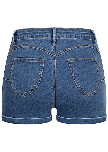 Hailys Damen High-Waist Push-Up Jeans Shorts 4-Pockets blau denim
