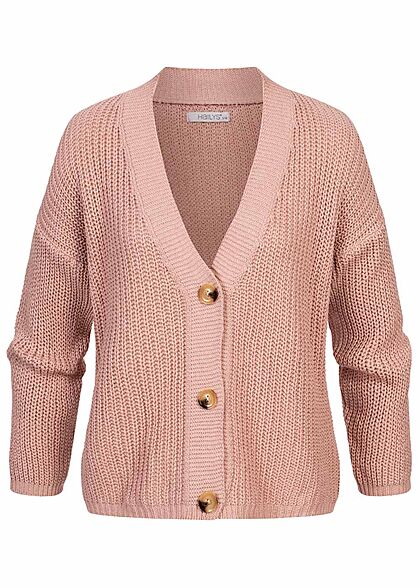 Hailys Damen V-Neck Cardigan Strickjacke Knopfleiste blush rosa