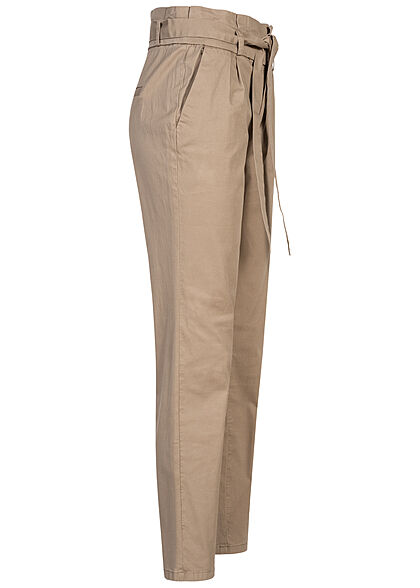 Vero Moda NOOS Damen High-Waist Paperbag Stoffhose 4-Pockets silver mink beige