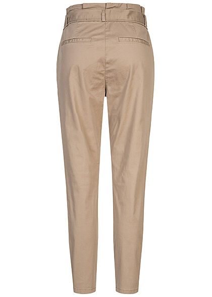 Vero Moda NOOS Damen High-Waist Paperbag Stoffhose 4-Pockets silver mink beige