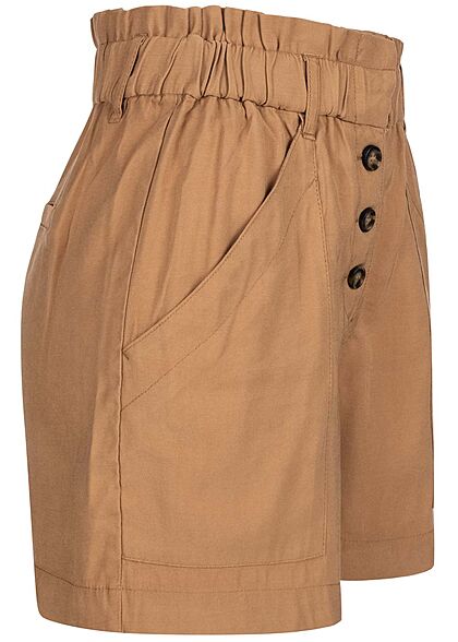 ONLY Dames High-Waist Paperbag Shorts tobacco bruin