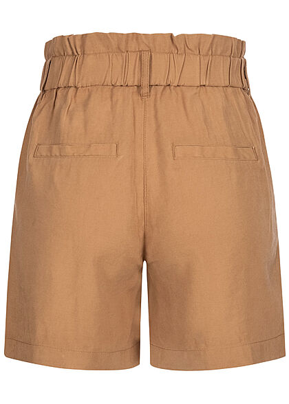 ONLY Dames High-Waist Paperbag Shorts tobacco bruin