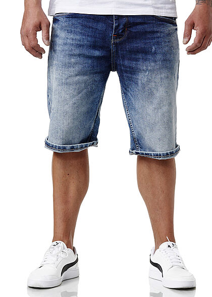 Sublevel Herren Bermuda Jeans Shorts 5-Pockets medium blau denim