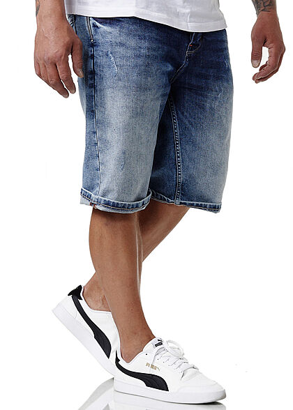 Sublevel Herren Bermuda Jeans Shorts 5-Pockets medium blau denim