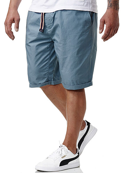 Sublevel Herren Chino Bermuda Shorts Bindegürtel 4-Pockets tempest blau