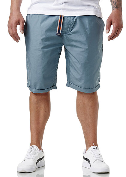 Sublevel Herren Chino Bermuda Shorts Bindegürtel 4-Pockets tempest blau
