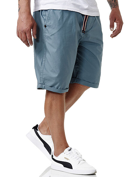 Sublevel Herren Chino Bermuda Shorts Bindegürtel 4-Pockets tempest blau