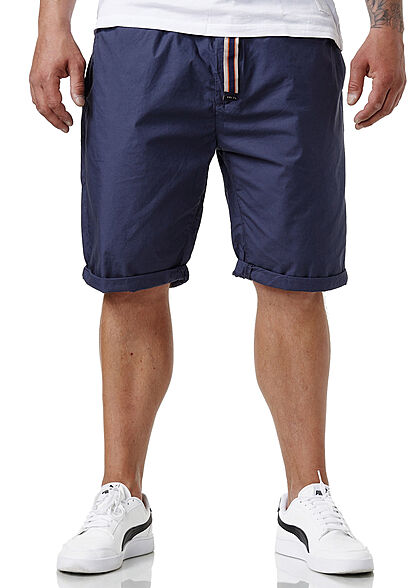 Sublevel Herren Chino Bermuda Shorts Bindegürtel 4-Pockets navy blau