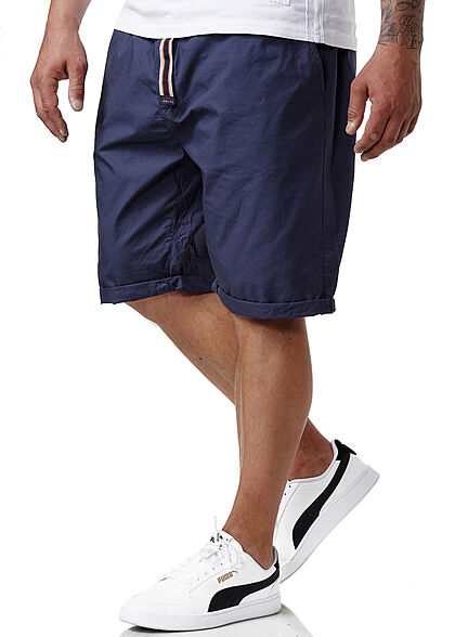 Sublevel Herren Chino Bermuda Shorts Bindegürtel 4-Pockets navy blau