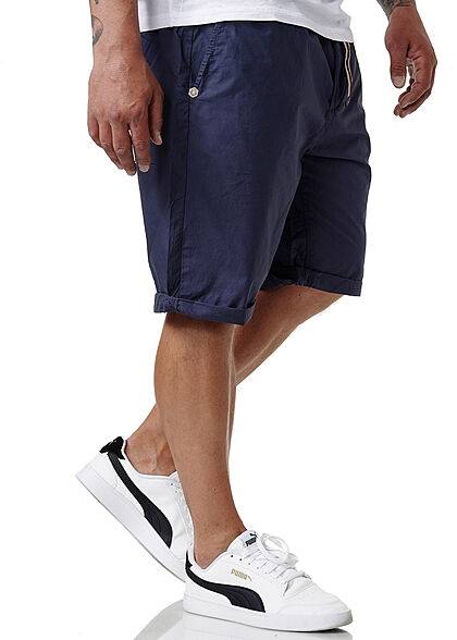 Sublevel Herren Chino Bermuda Shorts Bindegürtel 4-Pockets navy blau