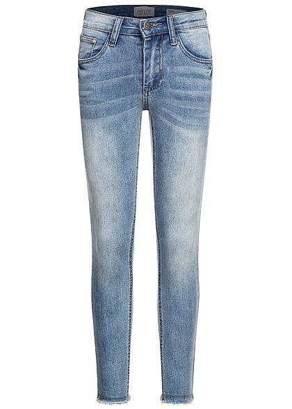 Hailys Kids Mädchen High-Waist Skinny Jeans Hose mit Fransen 5-Pockets blau denim