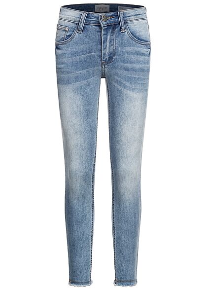 Hailys Kids Mdchen High-Waist Skinny Jeans Hose mit Fransen 5-Pockets blau denim - Art.-Nr.: 21063028