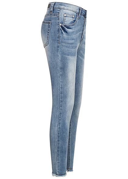 Hailys Kids Mädchen High-Waist Skinny Jeans Hose mit Fransen 5-Pockets blau denim