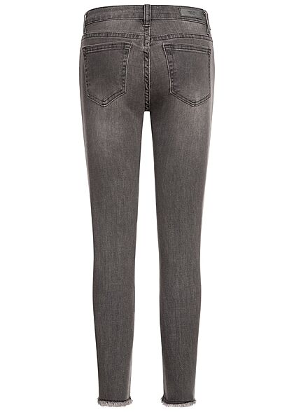 Hailys Kids Mdchen High-Waist Skinny Jeans Hose mit Fransen 5-Pockets grau denim