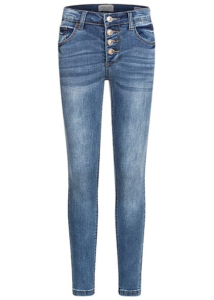 Hailys Kids Mdchen High-Waist Skinny Jeans Hose Knopfleiste 5-Pockets blau denim - Art.-Nr.: 21063030