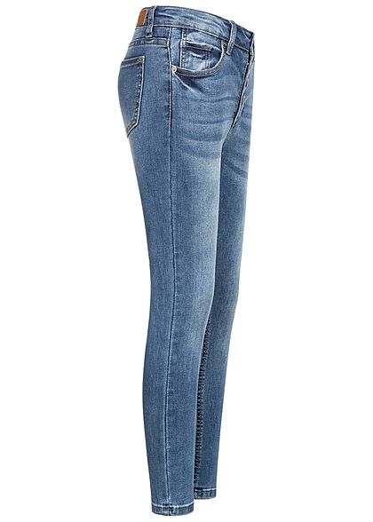 Hailys Kids Mädchen High-Waist Skinny Jeans Hose Knopfleiste 5-Pockets blau denim