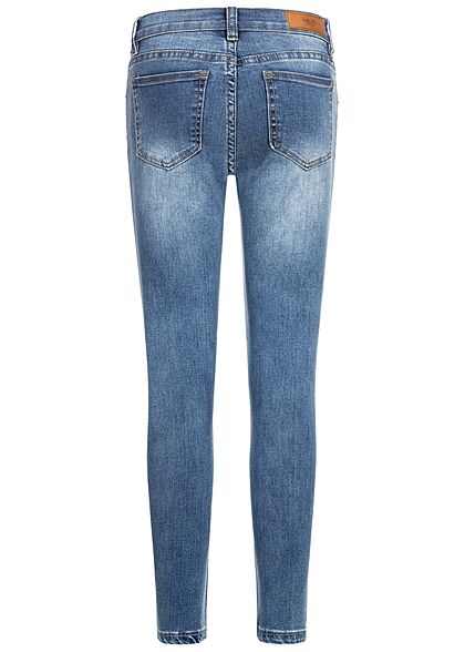Hailys Kids Mädchen High-Waist Skinny Jeans Hose Knopfleiste 5-Pockets blau denim