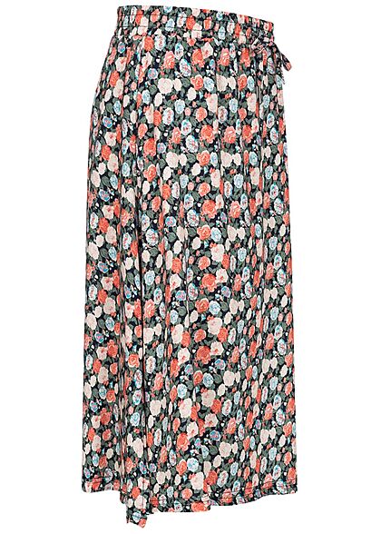 Hailys Kids Mädchen Viskose Midi Rock Bindedetail Rosen Muster multicolor