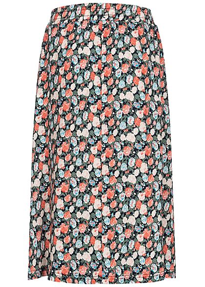 Hailys Kids Mädchen Viskose Midi Rock Bindedetail Rosen Muster multicolor