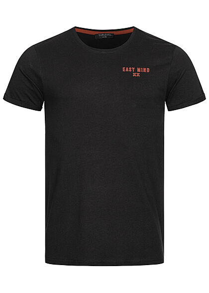 Sublevel Herren T-Shirt Easy Mind Print schwarz