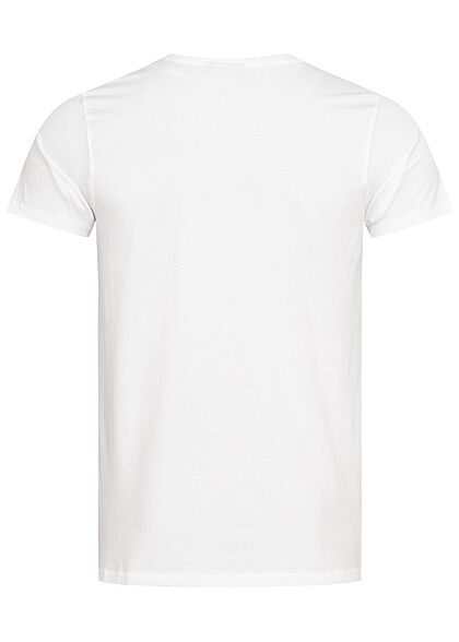 Eight2Nine Herren T-Shirt Brusttasche Floraler Print weiss