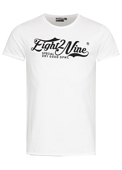 Eight2Nine Herren T-Shirt Logo Print weiss