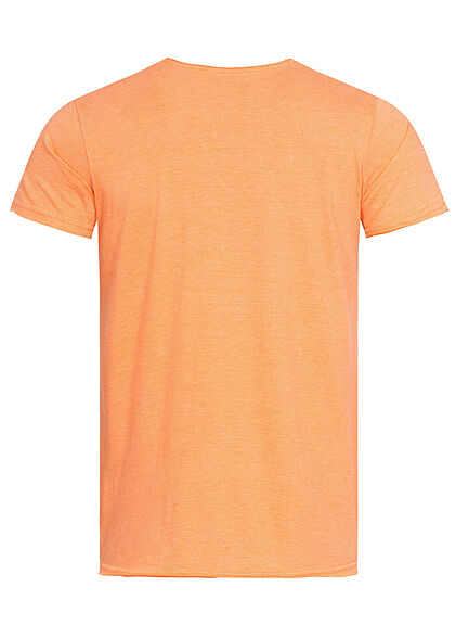 Stitch & Soul Herren T-Shirt Summer Times Palmen Print melon orange