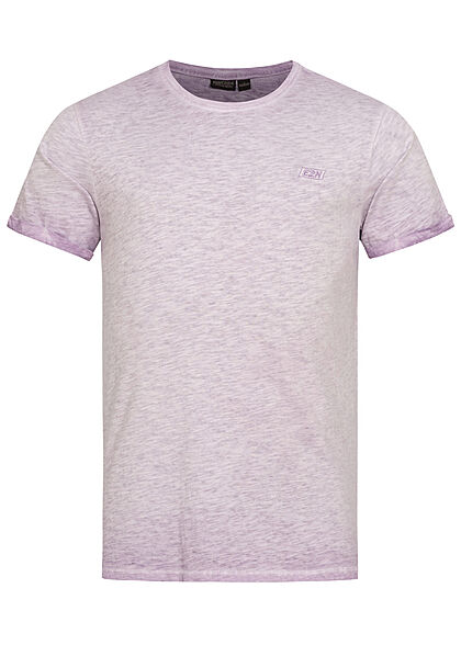 Eight2Nine Herren T-Shirt Mini Logo Print tender lila