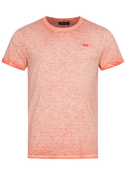 Eight2Nine Herren T-Shirt Mini Logo Print hot coral orange rot - Art.-Nr.: 21063089