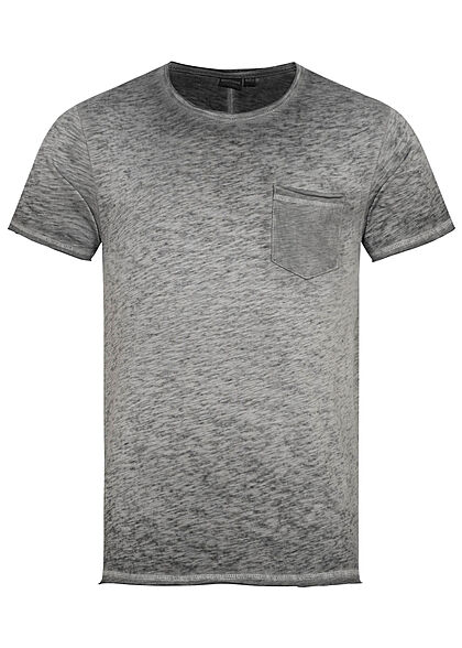 Eight2Nine Herren T-Shirt Brusttasche ash grau