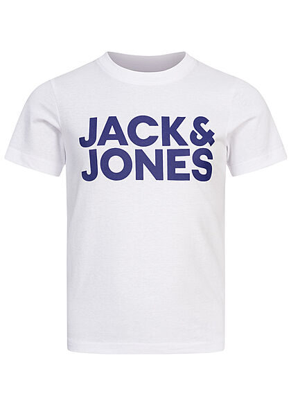Jack and Jones Junior T-Shirt Logo Print weiss blau