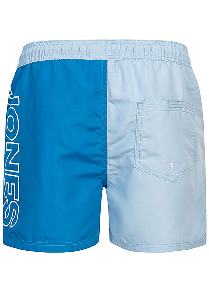 Jack and Jones Herren Swim Shorts Tunnelzug Logo Print Colorblock deep water blau