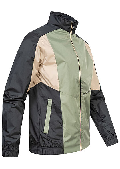Jack and Jones Herren leichte Jacke 2-Pockets Colorblock Print sea spray grün
