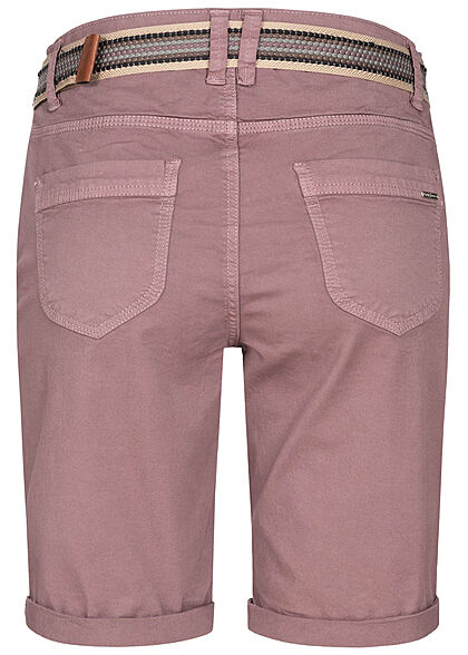 Urban Surface Damen Bermuda Shorts Knopfleiste ink. Gürtel 5-Pockets elderberry lila