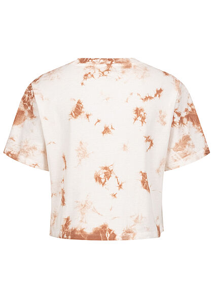 ONLY Dames Cropped T-Shirt Tie Dye Print cloud dancer wit