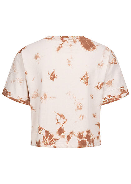 ONLY Dames Cropped T-Shirt Tie Dye Print pumice stone beige