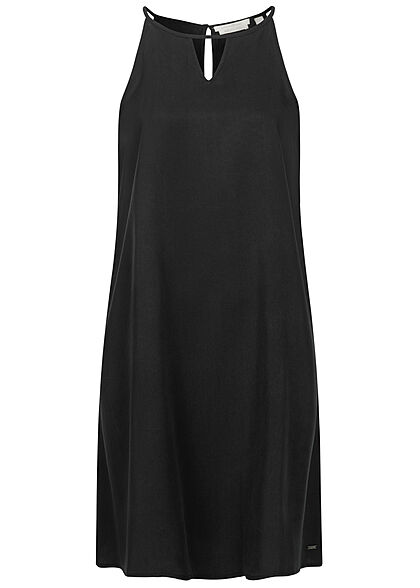 Tom Tailor Damen V-Neck Mini Kleid Cut Out Ausschnitt washed schwarz