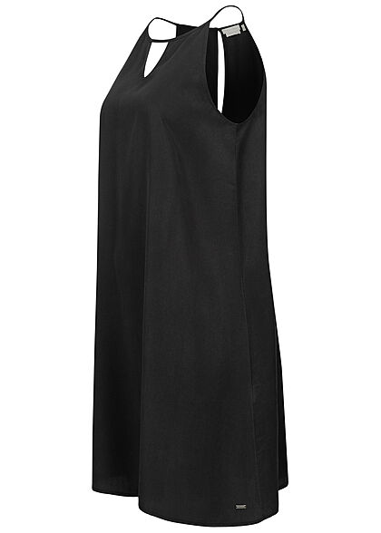 Tom Tailor Damen V-Neck Mini Kleid Cut Out Ausschnitt washed schwarz