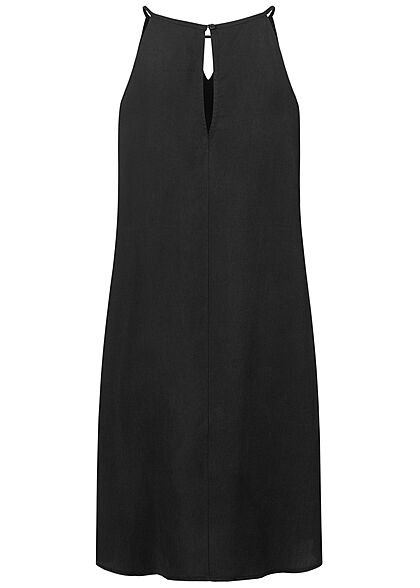 Tom Tailor Damen V-Neck Mini Kleid Cut Out Ausschnitt washed schwarz