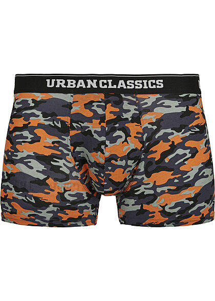 Urban Classics Herren 3-er Pack Boxer Shorts blau camo & orange & schwarz