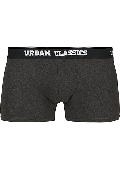 Urban Classics Herren 3er Pack Boxer Shorts mit Logo Print schwarz charcoal grau