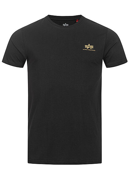 Alpha Industries Herren T-Shirt mit Logo Back Print Camouflage Design schwarz