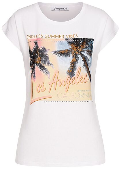 Seventyseven Lifestyle Dames T-Shirt Los Angeles Print wit