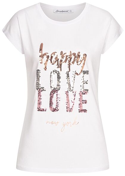Seventyseven Lifestyle Dames Casual T-Shirt Happy Love wit