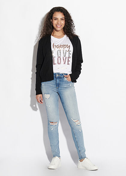 Seventyseven Lifestyle Dames Casual T-Shirt Happy Love wit