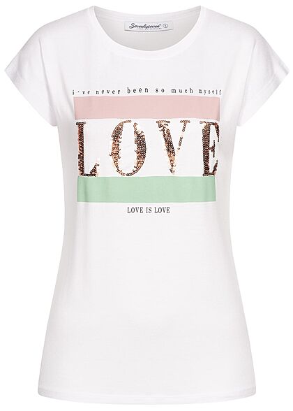 Seventyseven Lifestyle Dames Casual T-Shirt Love is Love wit